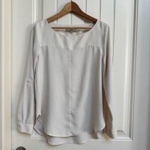 Loft Cream Adjustable Sleeve Blouse. Size S